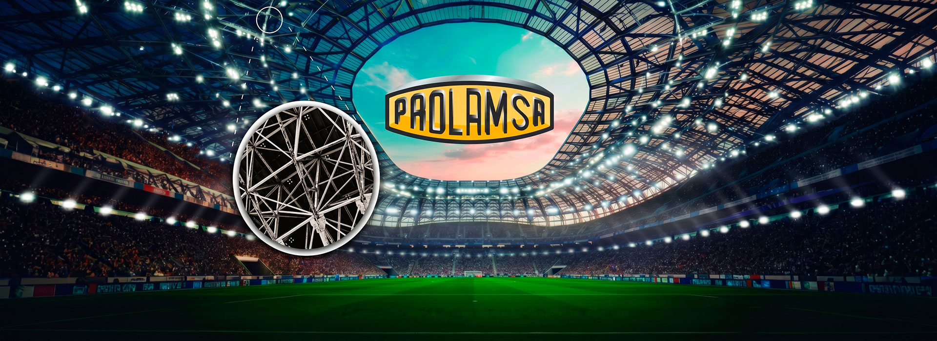 Steel roof structure for a stadium using structural steel solutions by PROLAMSA