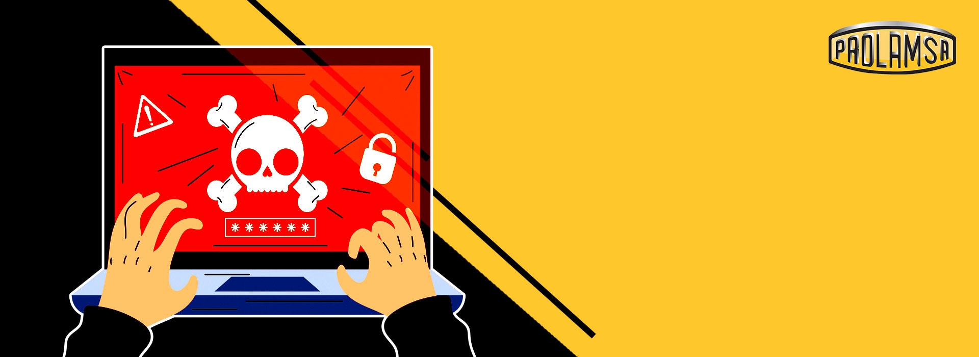 Ilustración de amenaza de ciberseguridad y protección digital en PROLAMSA