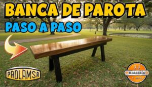 Banca de parota con estructura metálica fabricada con acero PROLAMSA