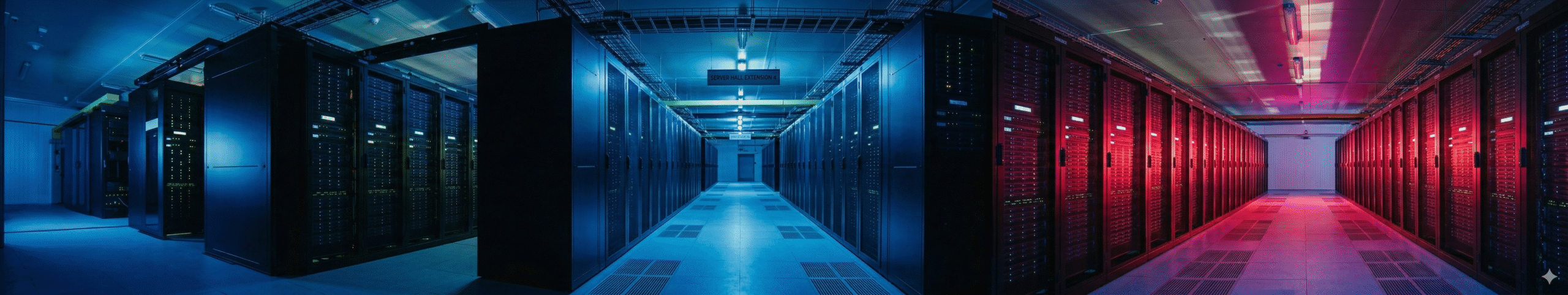 Centro de datos con racks y estructuras de acero para servidores