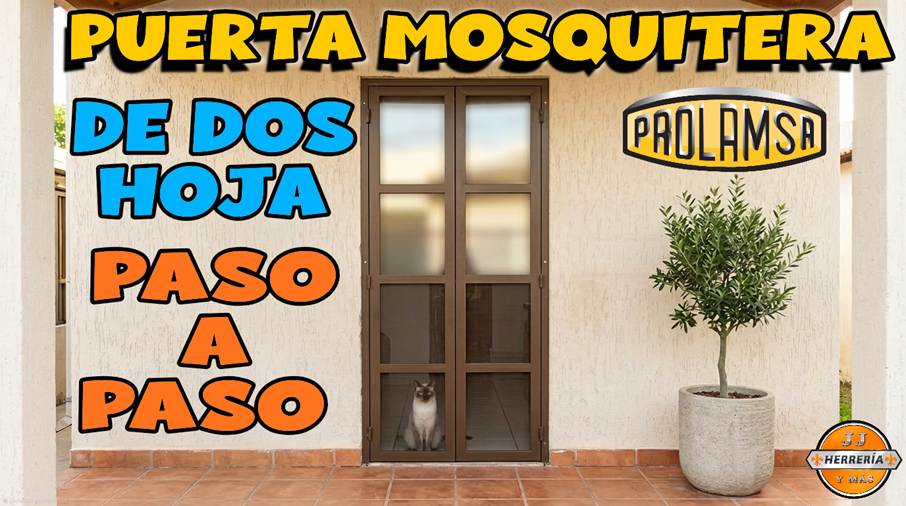 Puerta mosquitera de dos hojas fabricada con perfiles de acero PROLAMSA